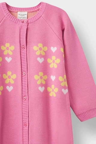 Defacto Kız Bebek Yenidoğan Çiçekli Uzun Kollu Triko Tulum F3224a525wnpn280 Pembe