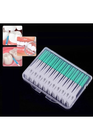 Sones 40 Adet / Kutu Silikon Diş Arası Fırçalama Ağız Temizleme Boşluk Fırçası Yeşil