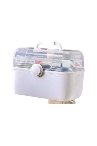 Bosphorusboutique02 White 3 Kat Büyük Kapasiteli İlk Yardım Çantası, Beyaz, Aile İçin, Dayanıklı, Neme Dayanıklı Beyaz