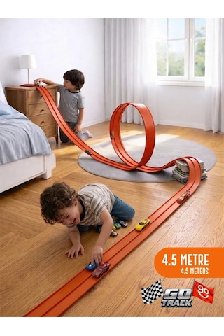 Go Track Turuncu Renk Esnek Yarış-aksiyon Pisti 4.5 Mt - Flex Track Turuncu