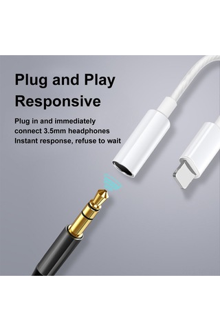 Mufunye Lightning'den 3.5mm'ye Ses Adaptörü - Telefon Ve Kulaklık Arası Hızlı Ses Transferi, Plug & Play, Dayanıklı Tpe Malzeme