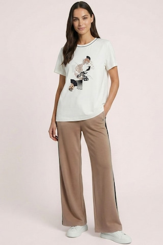 Casual Ekru Penye T-shirt Ekru