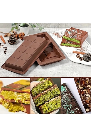 Meşhur Dubai Çikolatası Kalıbı Silikon - Büyük Tablet Çikolata Mum Kek Kalıbı Pasta Kalıbı Çok Renkli