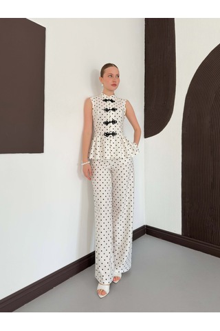 Verymoda Puantiyeli Pantolon D3075 Krem