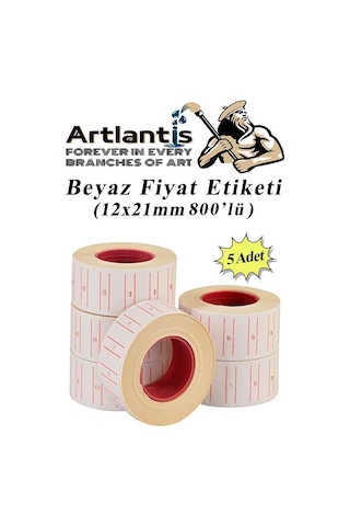 Fiyat Etiketi Beyaz 800'lü 5 Paket 12x21mm Beyaz Fiyat Etiketi Mx-5500 M5500 Hg979 Motex Etiket Makinesi Yedeğiart