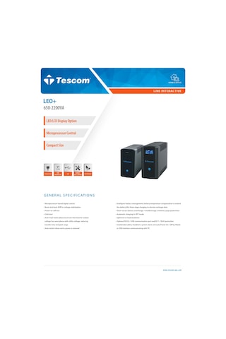 Tescom Leo+ 650VA LED RJ45 Modem Protect UPS Güç Kaynağı