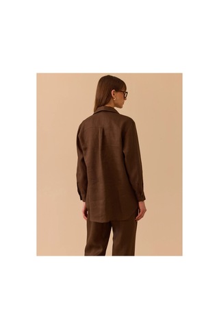 Seçil Oversize Kesim Keten Takım Kahverengi - 906327920 Kahverengi