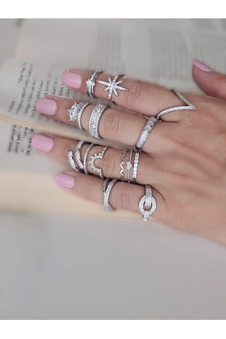 Baget Tektaş Sıralı Model Eklem Kıkırdak Kemik Ayarlanabilir Gümüş Renkli Yüzük Silver