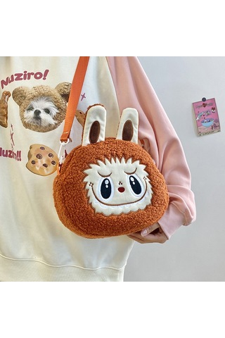 Snapbuy Labubu Tasarımlı Peluş Çapraz Çanta Turuncu