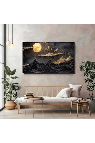 Ay Işığı Dağ Manzarası Kanvas Tablo Gizemli Gece Atmosferini Evinize Taşıyın