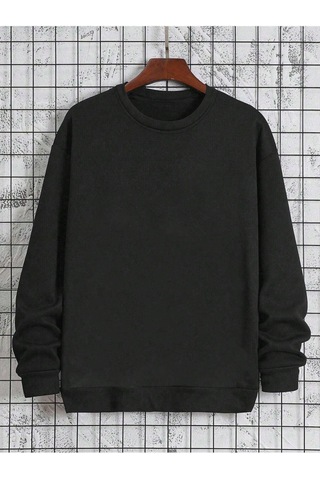 Rıchest Baskılı Bisiklet Yaka Siyah Sweatshirt - Oversize Unisex Kışlık Kalın Siyah