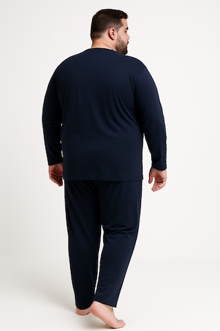 Mutlu City Erkek Yüksek Kalite İnterlok Penye Büyük Beden Pijama Takımı 18540 Lacivert-haki