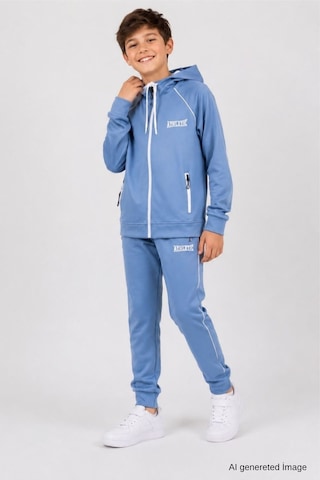 Pina Kids Erkek Çocuk Scuba Atheletic Reglan Kol Kapüşonlu Dalgıç Kumaş Eşofman Takımı Esf7028 Açık İndigo