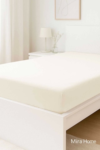 Tek Kişilik Düz Penye %100 Pamuklu Lastikli Çarşaf 100x200 Cm Newsheet Ekru Çok Renkli