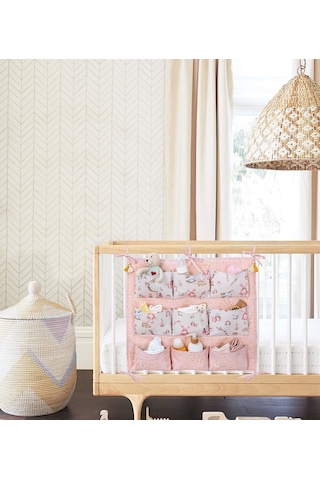 Baby 9 Cepli Bağlamalı Beşik Kenarı Düzenleyici Pembe Çok Renkli