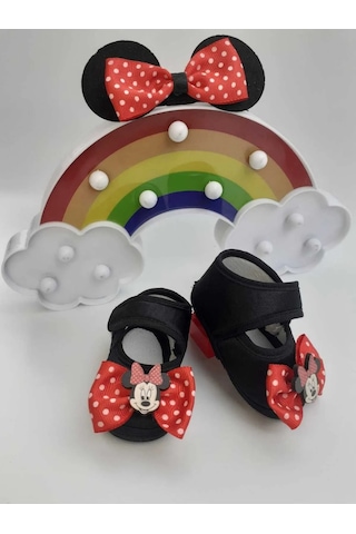 Minnie Mouse Bebek Patik Ve Bandana Seti Siyah