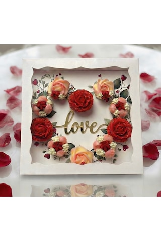 Kalp Cupcake Kutusu Asetat Pencereli 35x35x11 Ve Love Pleksi