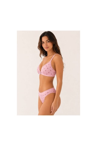 Pijamask Kadın Çiçek Desenli Dantel Detaylı Desteksiz Üçgen Bralet Ve Külot İç Giyim Takımı 80345t Pembe