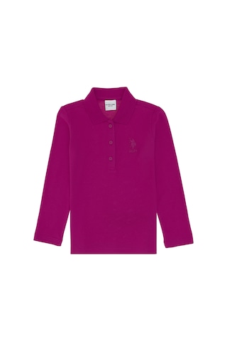 U.S. Polo Assn. Kız Çocuk Fuşya Polo Yaka Basic Sweatshirt 50316836-VR023