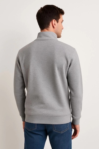 Novalisse Erkek Dik Yaka Yarım Fermuarlı 3 İplik Pamuklu Sweatshirt - Gri Çoklu Renk