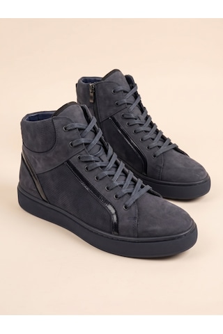Bafaş 038035hn Lacivert Hakiki Dana Derisi Bağcıklı Erkek Sneaker