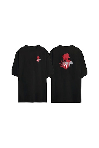 Thewert Unisex Kadınlara Karşı Şiddete Son Ön Arka Baskılı Sıyah Oversize T-shirt Siyah