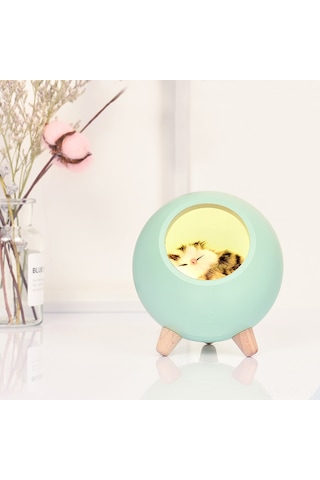 Shineyee Yeşil Kedi Ev Desenli Usb Şarjlı Led Gece Lambası, Dokunmatik Parlaklık Ayarlamalı, 2 Saat Otomatik Kapatma, 1200mah Batarya, Ambiyans Aydınlatma, Hediye İçin Uygun Yeşil