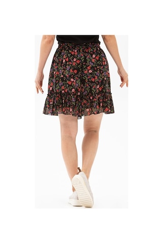 Buse Vual Kısa Etek Tomurcuk Desen Siyah 6162