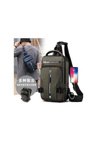 Yunboo Erkekler İçin Çok Fonksiyonlu Mavi Askılı Çanta, Su Geçirmez Uzay Kumaşı, Moda Ve Rahat Kullanim, Tek Askılı Sırt Çantası