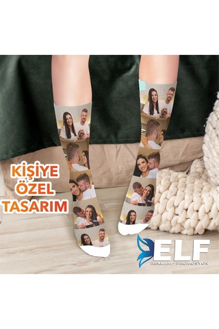 Kişiye Özel Resimli Çorap Beyaz