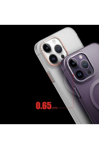 Apple Uyumlu iPhone 14 Pro Max Kılıf Magsafe Şarj Özellikli Buzlu Sert Pc Tchs Tuval Kapak - Siyah Siyah