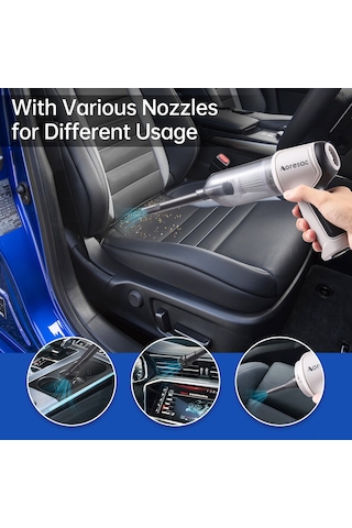 Yifomall Aoresac Taşınabilir Araç İçi Kablosuz Süpürge, 12000pa Güçlü Emiş, 2000mah Pil, Usb Şarj, Fırçalı Motor