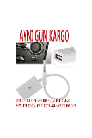 Usb To Aux Kablosu Stereo 4655A Dişi Ses 3.5Mm Mp3 Player Telefon