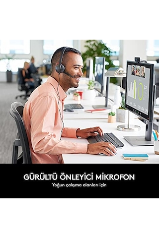 H340 Kablolu Kulak Üstü Mikrofonlu Kulaklık, Çok Yönlü Dijital Stereo Ses, Sağ Tarafta Katlanabilir Gürültü Ö