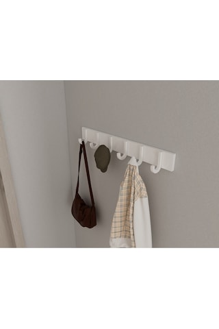 Hepsi3boyutlu Modern Duvar & Kapı Baston Askılık - 6 Adet Beyaz J Askılık - Model No : 6 Beyaz