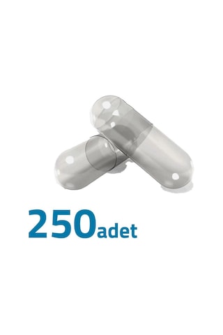 Orta Boy Şeffaf Boş İlaç Kapsülü 0'' 250 Adet-600mg Helal Sertifikalı