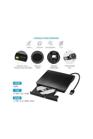 Hymark USB 3.0 Taşınabilir CD DVD Yazıcı Okuyucu