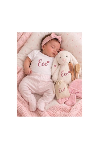 P&m Gift Shop İsme Özel Yenidoğan Bebek Seti Premium Pembe