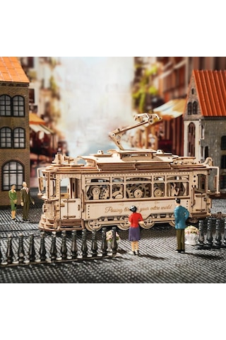 Rokr Lk801 Klasik Tramvay Classic City Tramcar Dıy Minyatür Maket Modelseti Ahşap 3d Wooden Puzzle 3d Model Kit Detaylı Dekoratif Hobi Seti Ahşap Maket