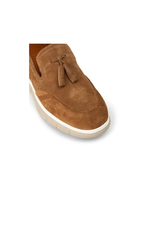 Deery Erkek Hakiki Süet Taba Rengi Püsküllü Loafer - 02048mtbae01