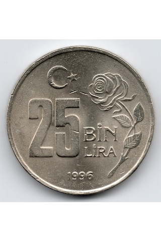 25.000 Lira 1996 Çil Eski Madeni Para