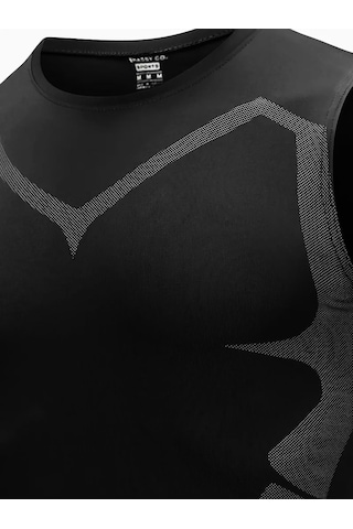Ghassy Co. Erkek Fitness Hızlı Kuruma Nefes Alabilen Çapraz Daraltma Tipi Kolsuz Spor T-shirt 001 Siyah