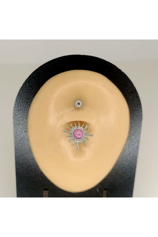 Aya Tasarım Gümüş Renk Güneş Figürlü Göbek Piercing Gümüş