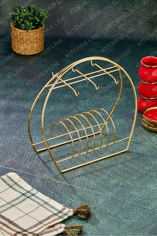 Altın Rengi Fincanlık Gold Fincan Standı 6lı Sunum Gold Fincan Standı Altın