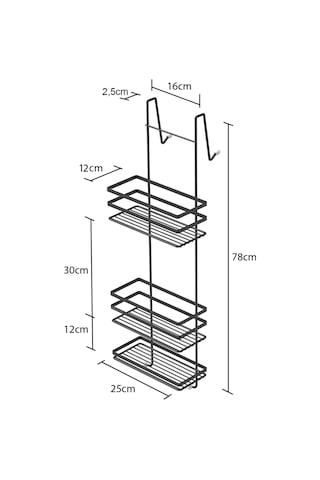 Teknotel LM580 Banyo Düzenleyici Şampuanlık Banyo Duşakabin Rafı Mat Siyah