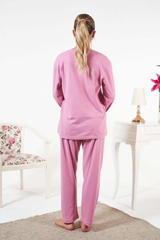 Remsa Kadın İnterlok Şardonlu Fitilli Pijama Takımı 25330 Pembe Pembe