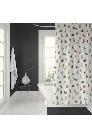 Banyo Perdesi 1x120x200 Tek Kanat Duş Perdesi Halka Hediyeli 7183 Çok Renkli