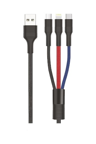 Phixi CB631 Force Örgülü Ve Güçlendirilmiş 100 Cm Çoklu Şarj Ve Data Kablosu