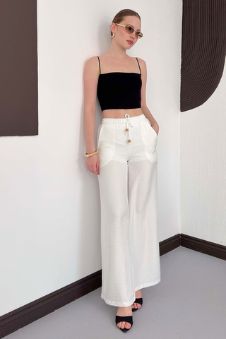Verymoda Keten Pantolon D2381 Krem