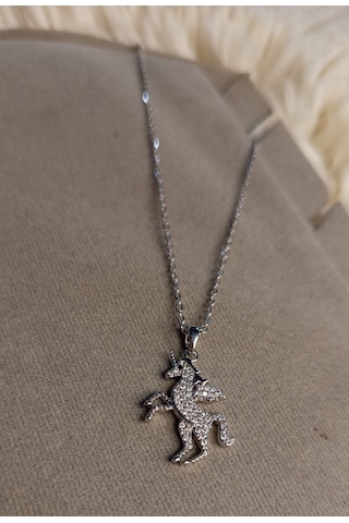 Beren Aksesuar Stainless Steel Unicorn Çelik Kolye Gümüş
